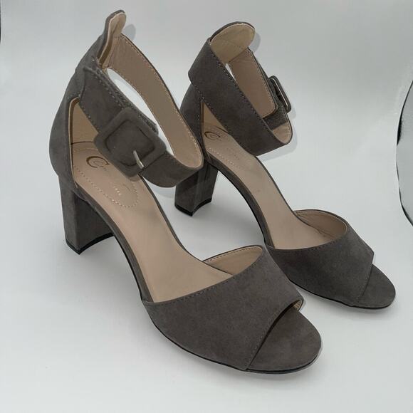 C Comfort Est 1946 Women’s Ankle Adjustable Strap Block Heel, Open Toe Gray Shoe - Picture 3 of 8
